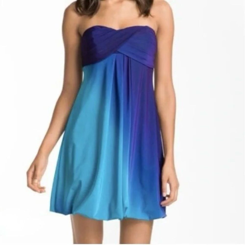 XSCAPE Ombre Bubble Hem Dress Blue 4